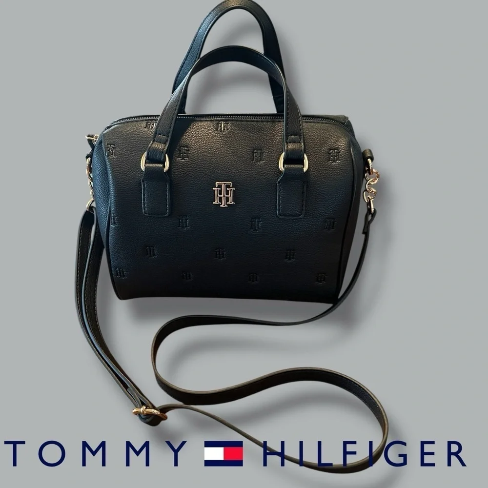 Tommy Hilfiger Black Satchel Bag /Purse, with Adjustable Strap, NEW